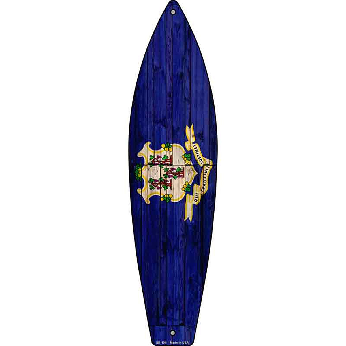 Connecticut State Flag Metal Surfboard Sign