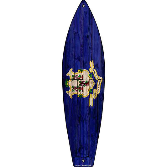 Connecticut State Flag Metal Surfboard Sign