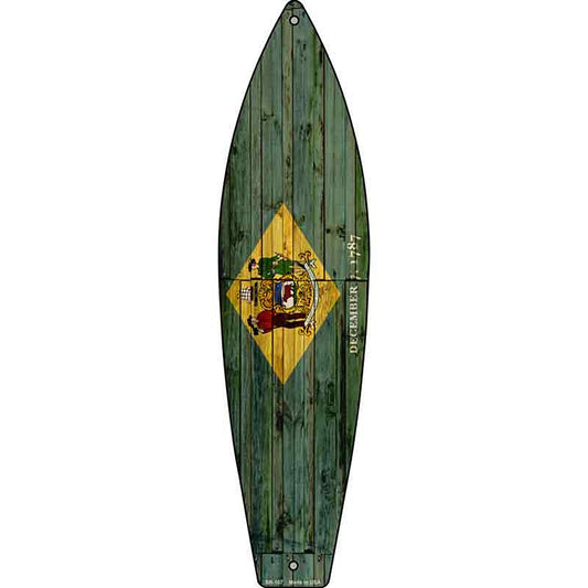 Delaware State Flag Metal Surfboard Sign