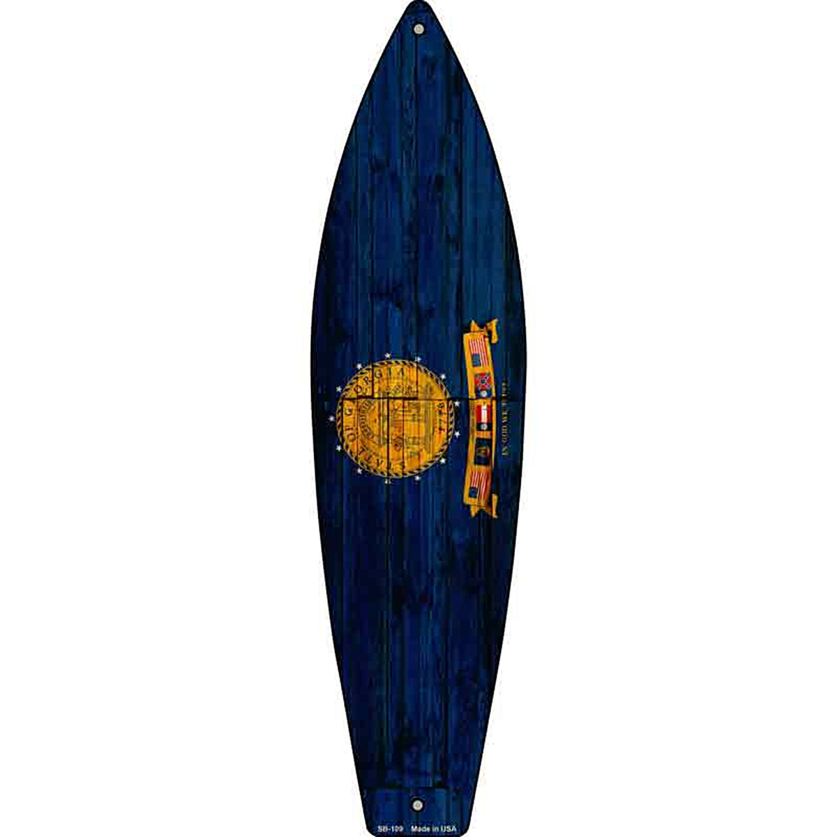 Georgia State Flag Metal Surfboard Sign