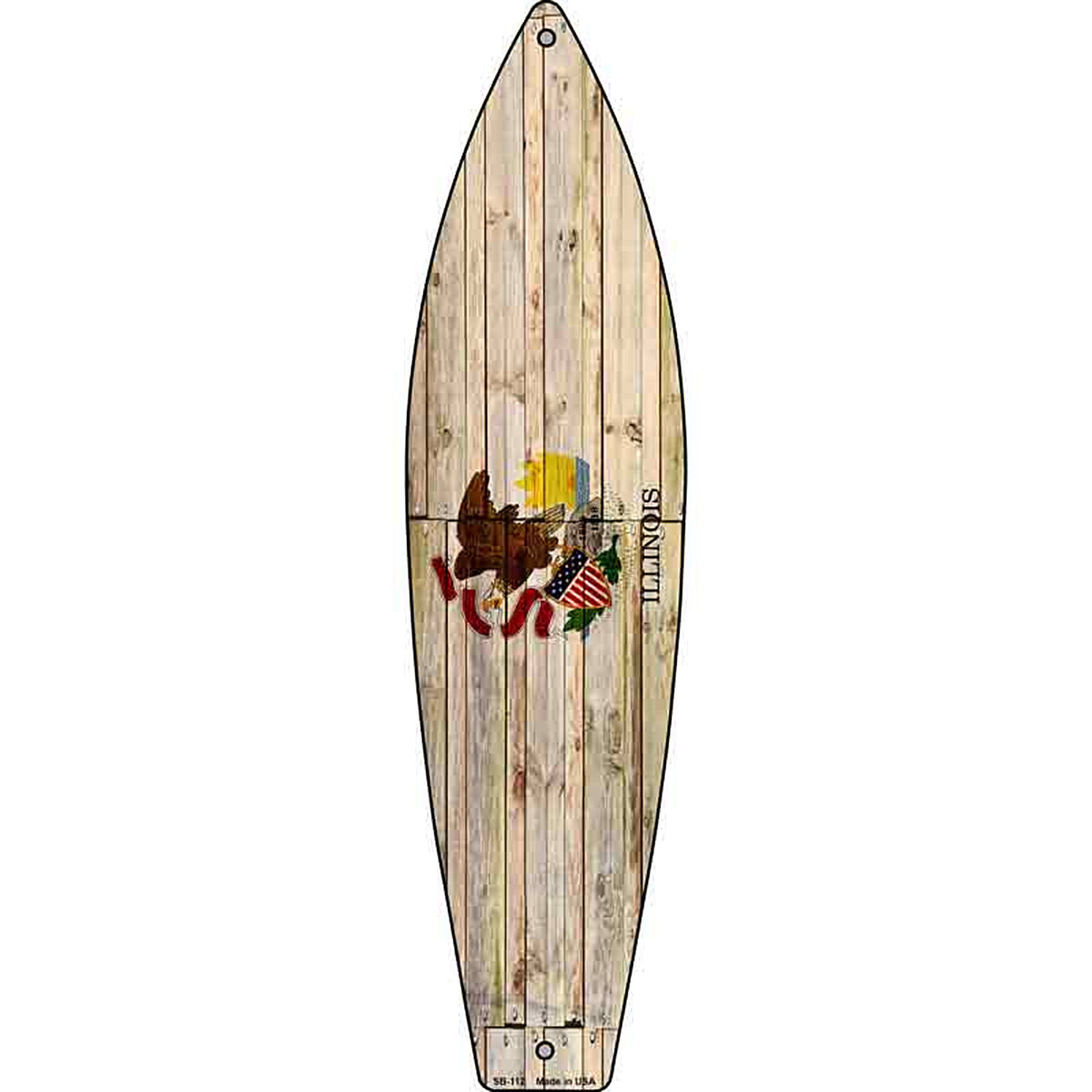 Illinois State Flag Metal Surfboard Sign