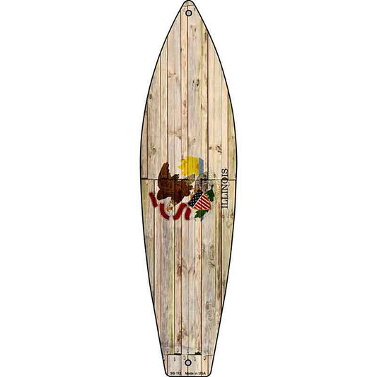 Illinois State Flag Metal Surfboard Sign