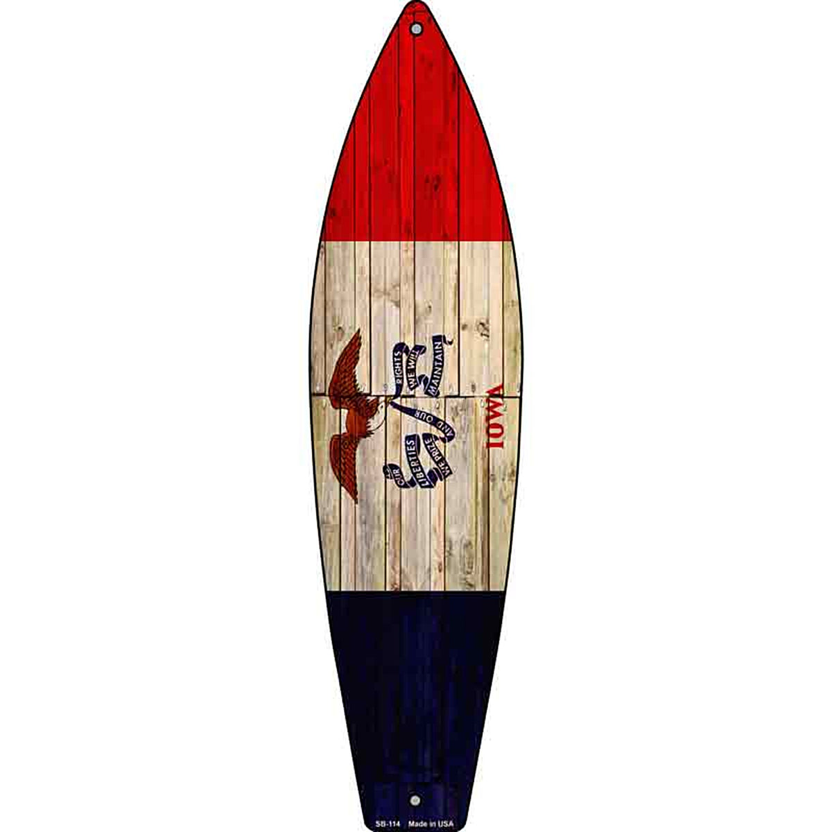Iowa State Flag Metal Surfboard Sign