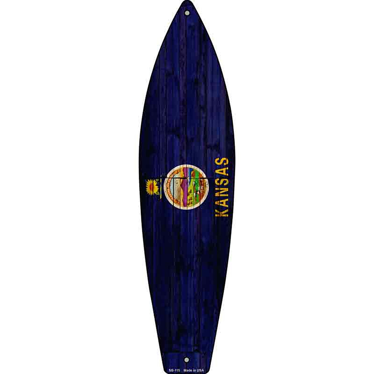 Kansas State Flag Metal Surfboard Sign