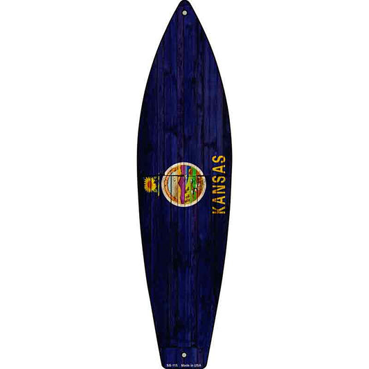 Kansas State Flag Metal Surfboard Sign