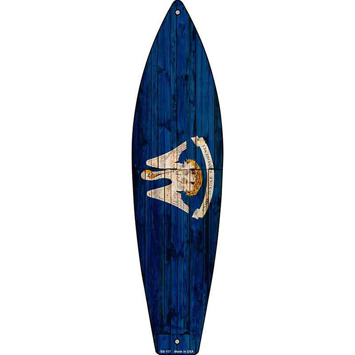 Louisiana State Flag Metal Surfboard Sign
