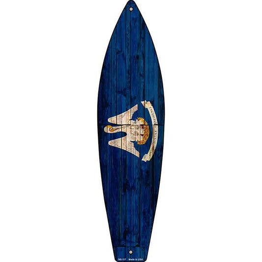 Louisiana State Flag Metal Surfboard Sign