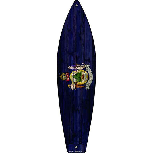 Maine State Flag Metal Surfboard Sign