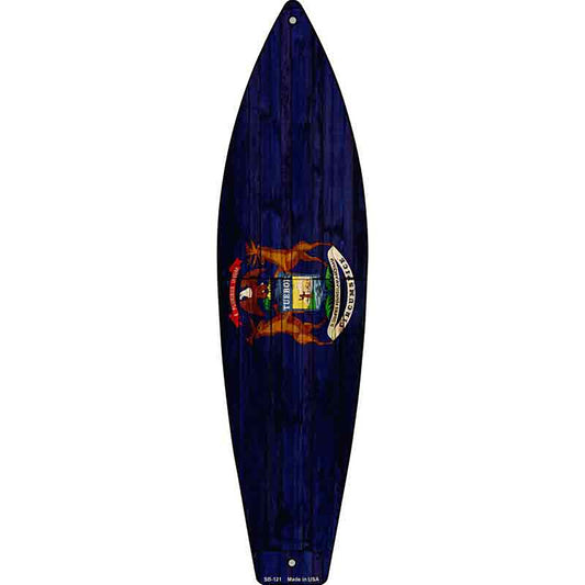 Michigan State Flag Metal Surfboard Sign