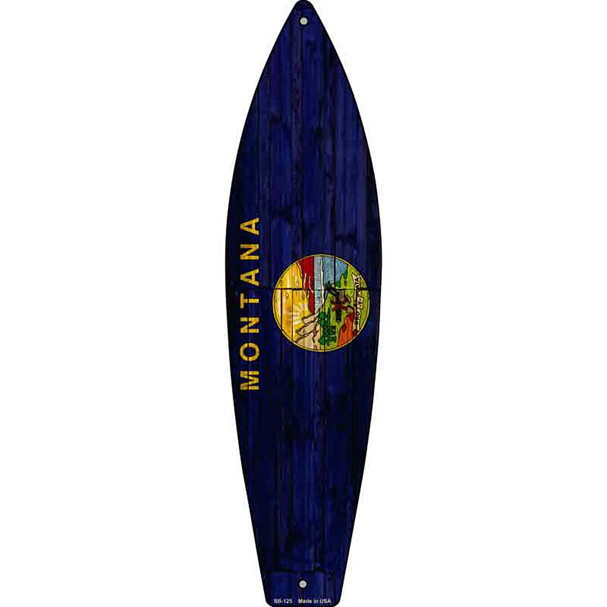 Montana State Flag Metal Surfboard Sign