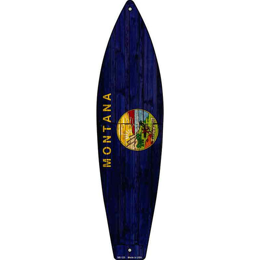 Montana State Flag Metal Surfboard Sign