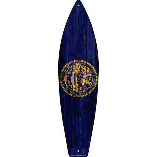 Nebraska State Flag Metal Surfboard Sign