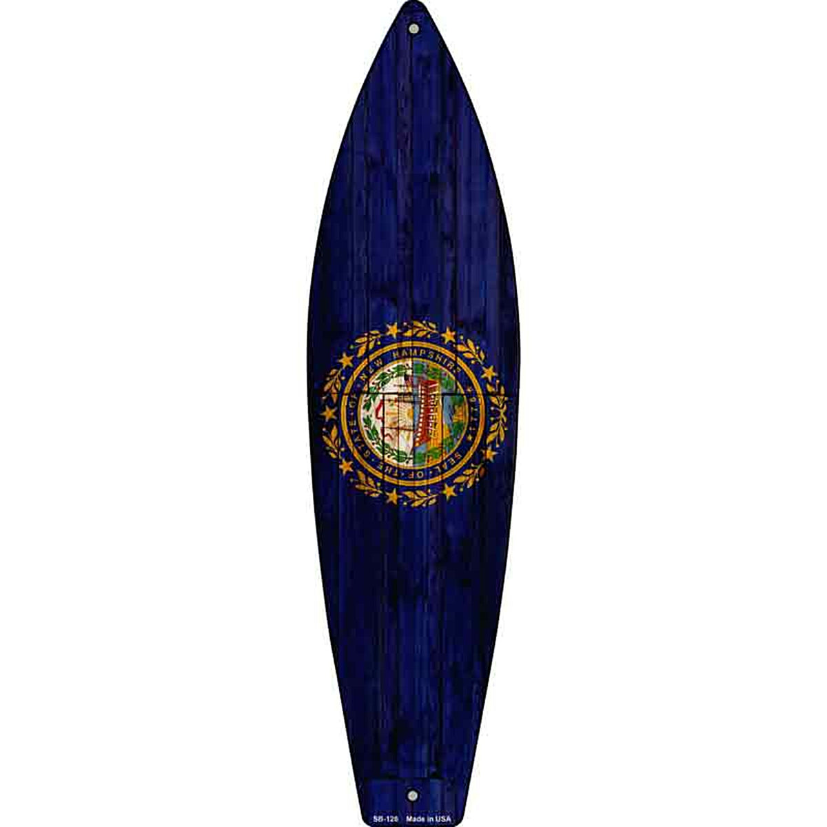 New Hampshire State Flag Metal Surfboard Sign