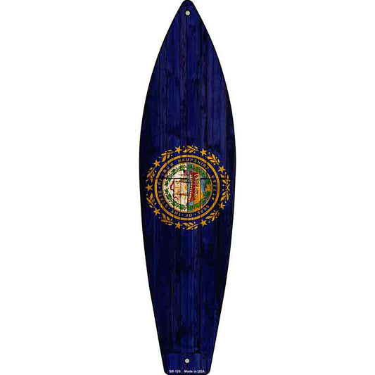 New Hampshire State Flag Metal Surfboard Sign