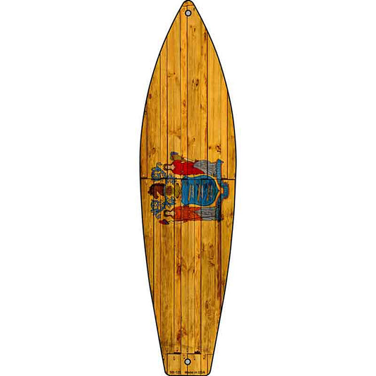 New Jersey State Flag Metal Surfboard Sign