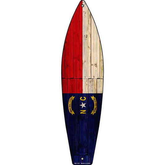 North Carolina State Flag Metal Surfboard Sign