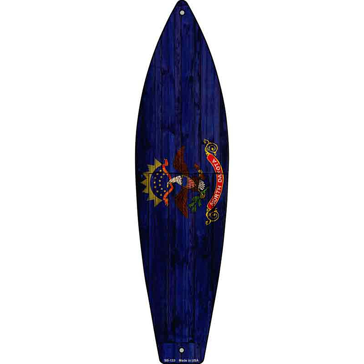 North Dakota State Flag Metal Surfboard Sign