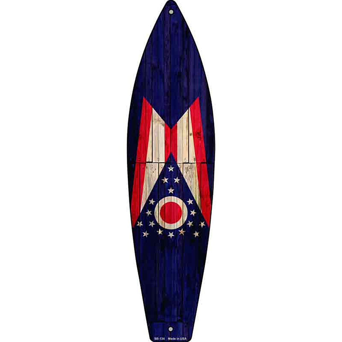 Ohio State Flag Metal Surfboard Sign