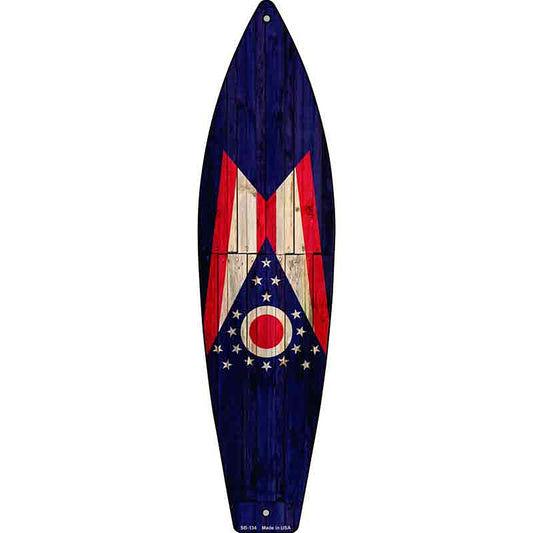Ohio State Flag Metal Surfboard Sign