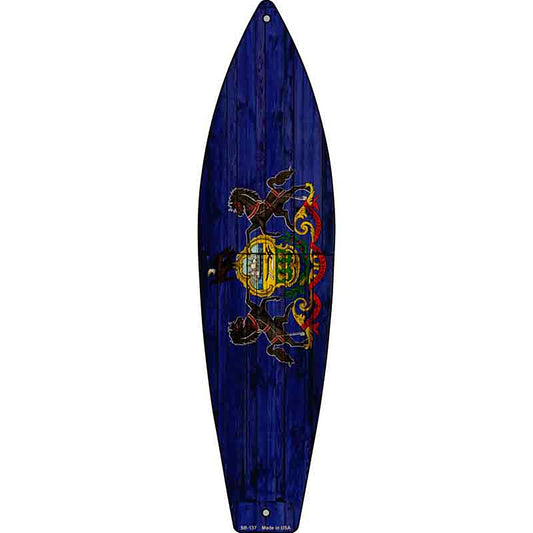 Pennsylvania State Flag Metal Surfboard Sign
