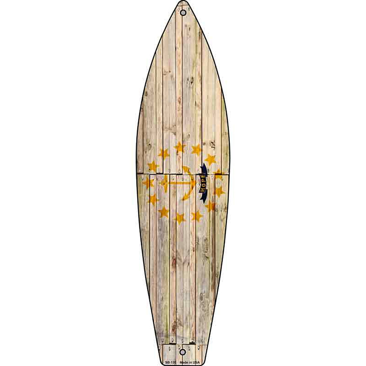Rhode Island State Flag Metal Surfboard Sign