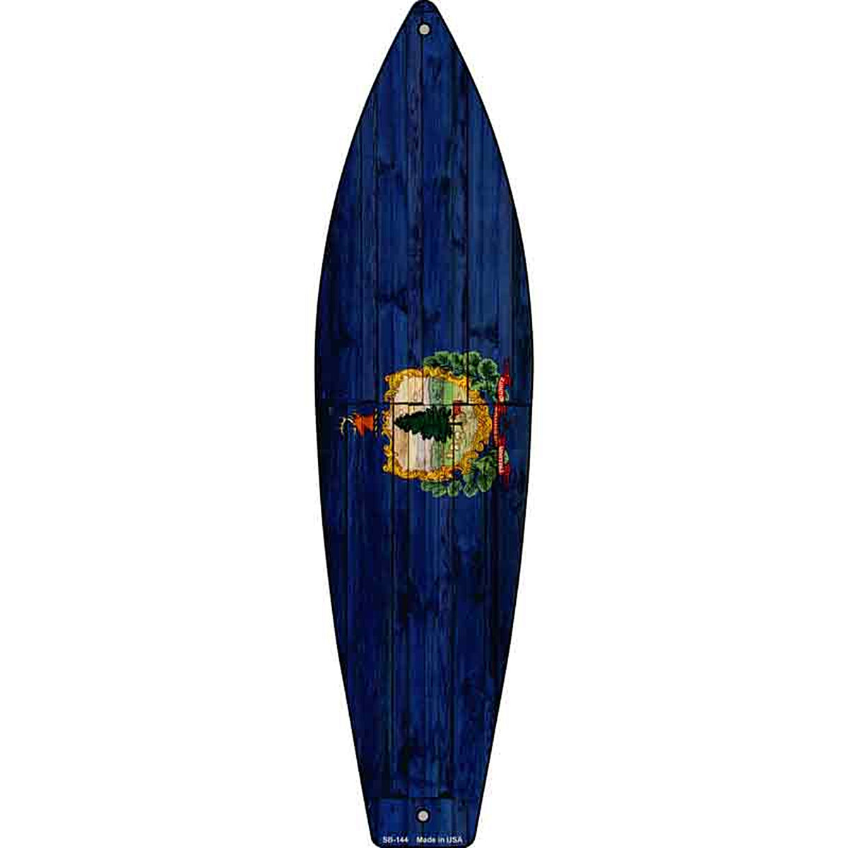 Vermont State Flag Metal Surfboard Sign