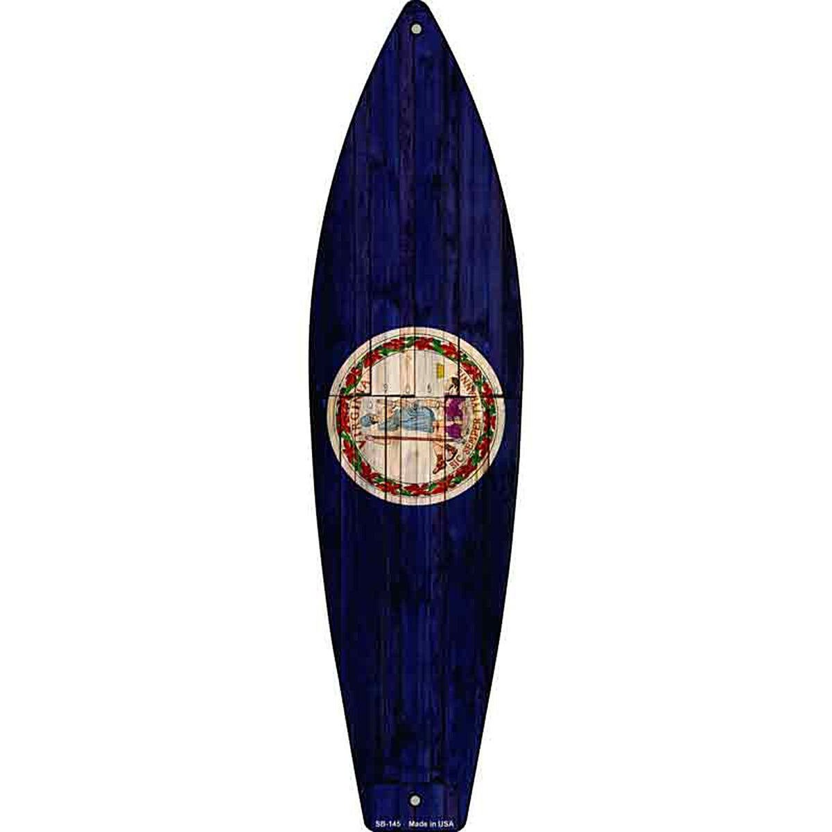 Virginia State Flag Metal Surfboard Sign
