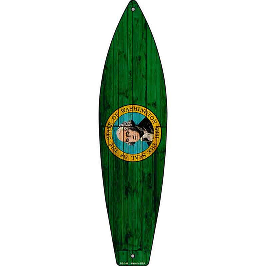 Washington State Flag Metal Surfboard Sign