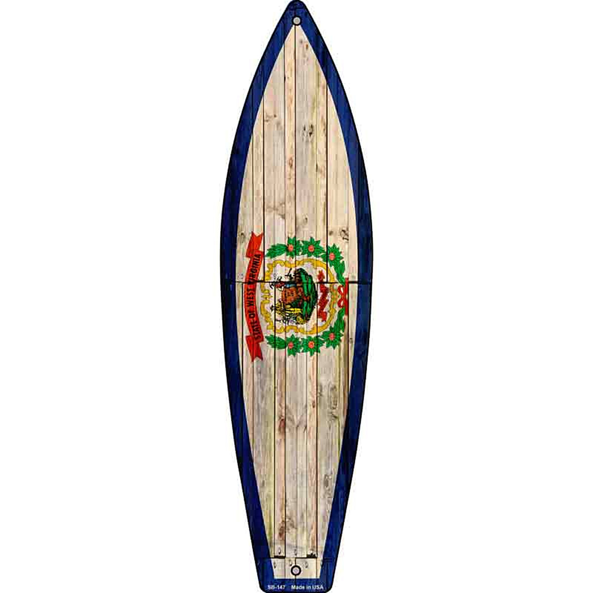 West Virginia State Flag Metal Surfboard Sign