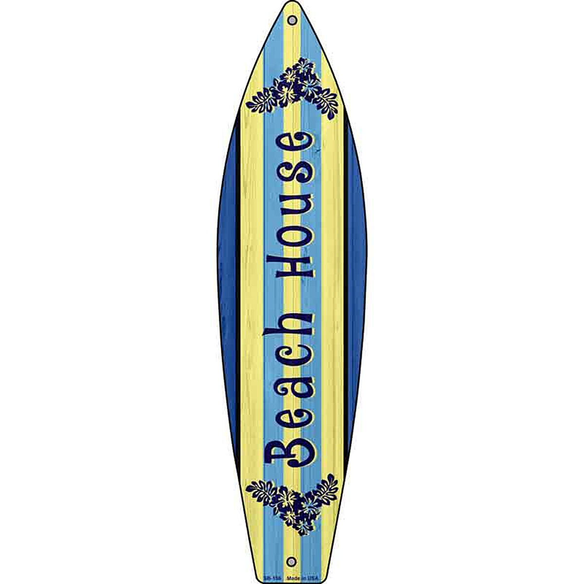 Beach House Metal Surfboard Sign