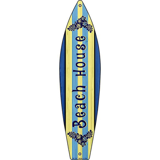 Beach House Metal Surfboard Sign