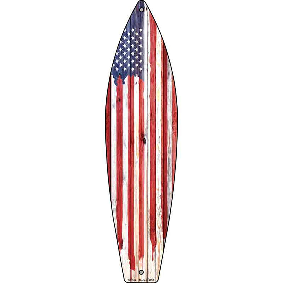 Painted American Flag Metal Surfboard Sign