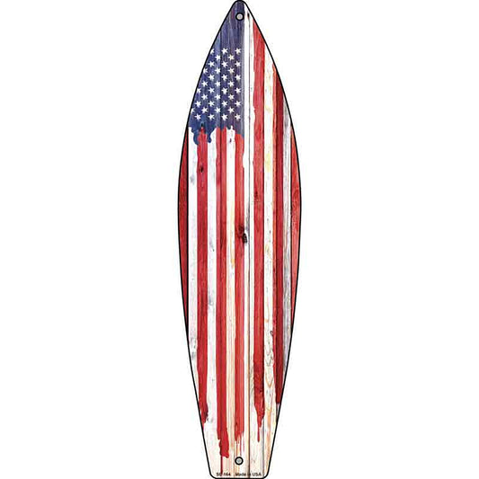 Painted American Flag Metal Surfboard Sign
