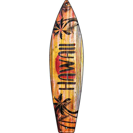 Hawaii Sunset Metal Surfboard Sign