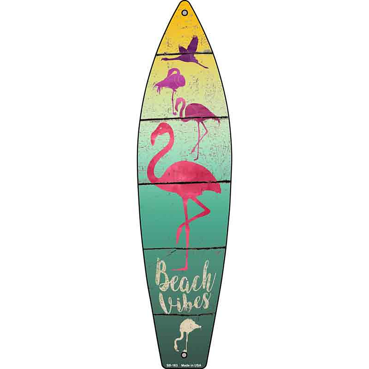 Beach Vibes Metal Surfboard Sign