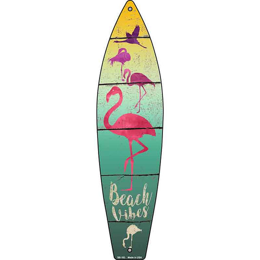 Beach Vibes Metal Surfboard Sign
