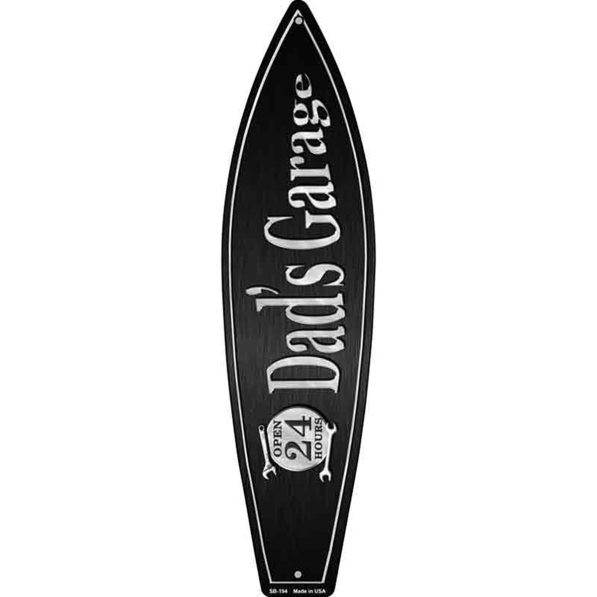 Dads Garage Metal Surfboard Sign