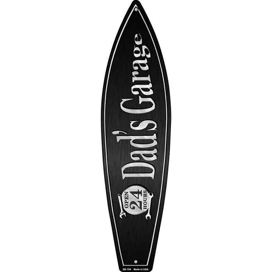 Dads Garage Metal Surfboard Sign