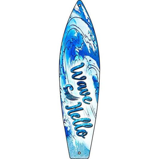 Wave Hello Metal Surfboard Sign