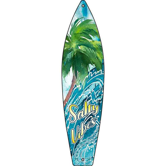 Salty Water Vibes Metal Surfboard Sign