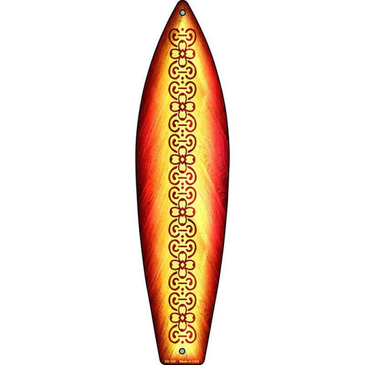Red and Orange Tribal Design Metal Surfboard Sign