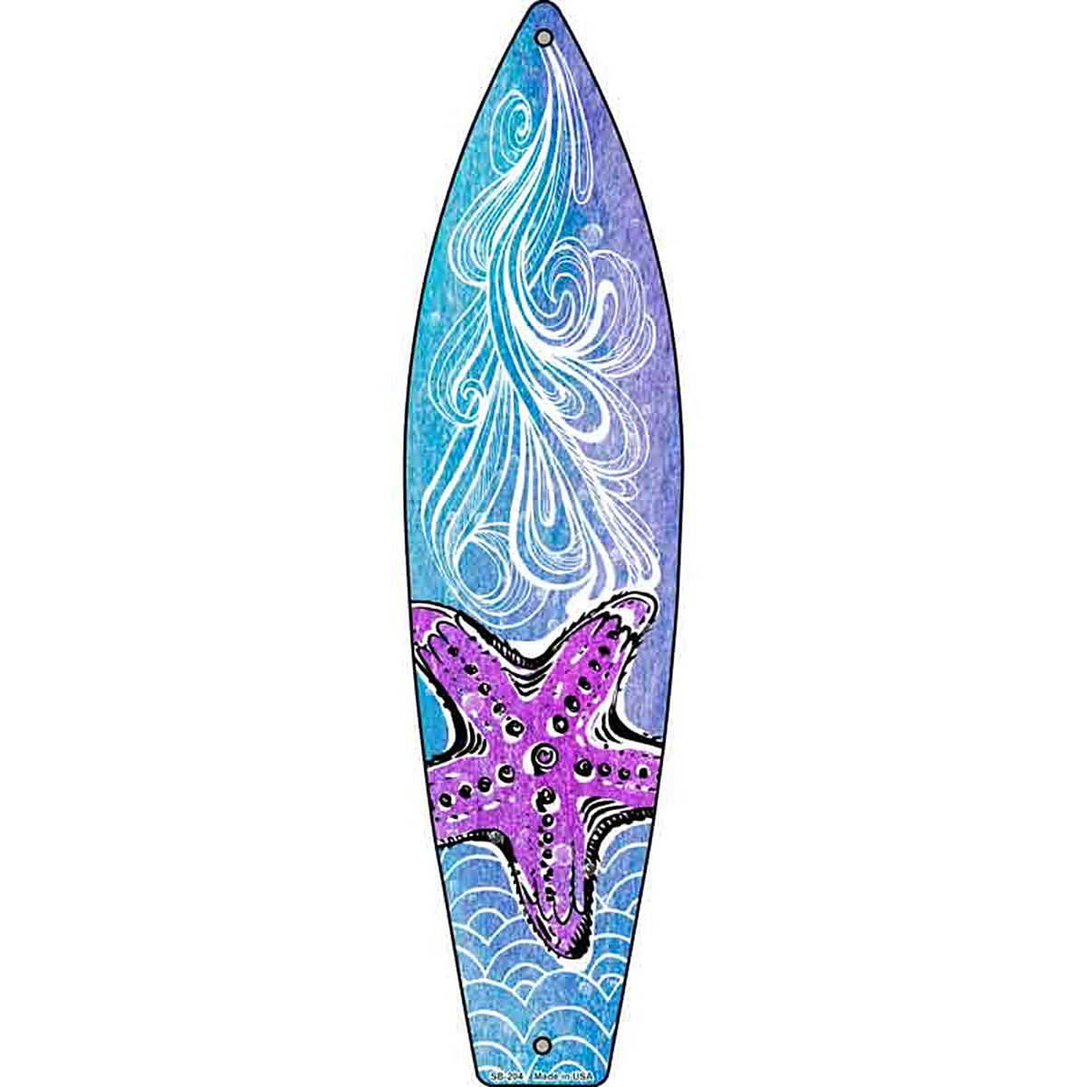 Starfish on Water Metal Surfboard Sign