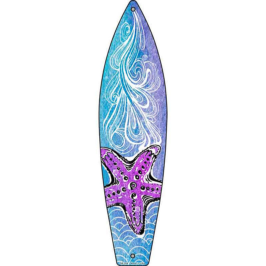 Starfish on Water Metal Surfboard Sign