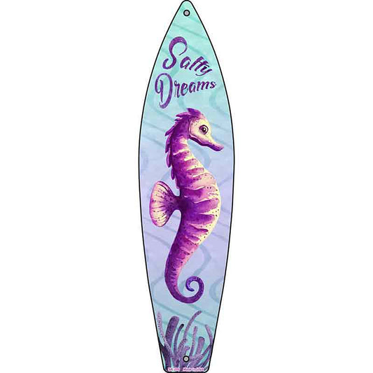 Salty Dreams Seahorse Metal Surfboard Sign