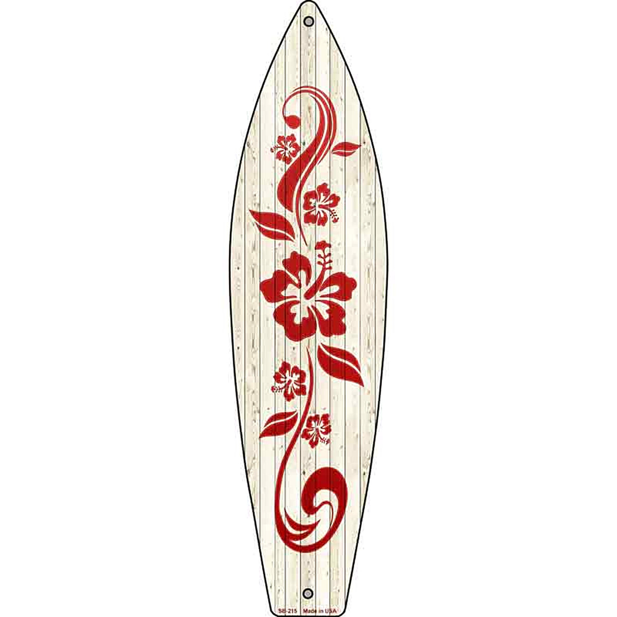 Hibiscus Flower Design Metal Surfboard Sign