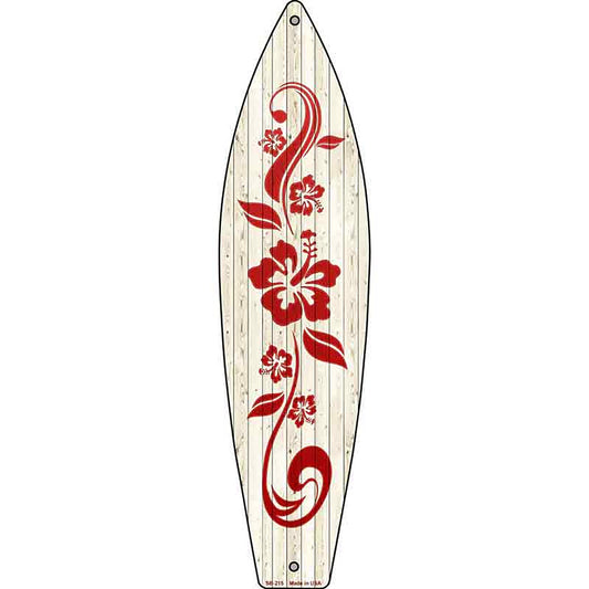 Hibiscus Flower Design Metal Surfboard Sign