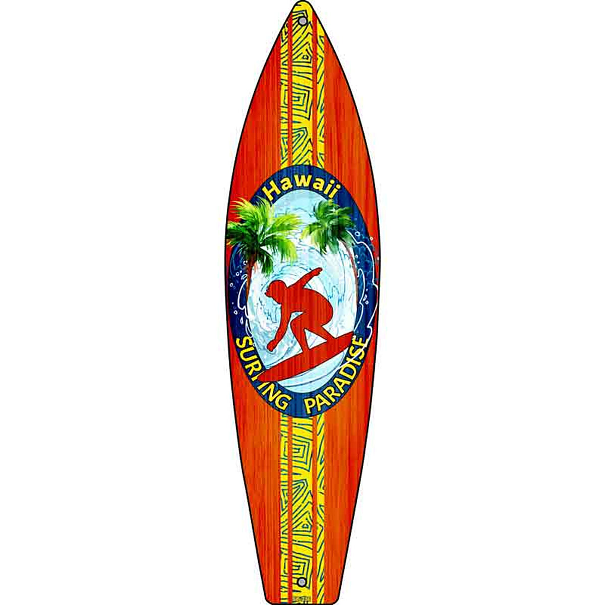 Hawaii Surfing Paradise Metal Surfboard Sign