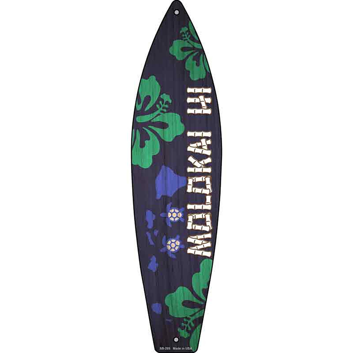 Molokai Hawaii Metal Surfboard Sign