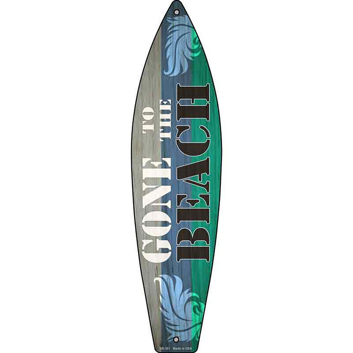 Gone To The Beach Metal Surfboard Sign