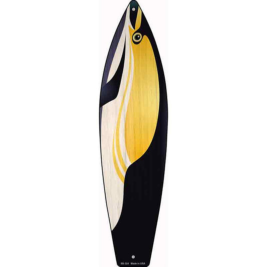 Black And Yellow Fish Metal Surfboard Sign
